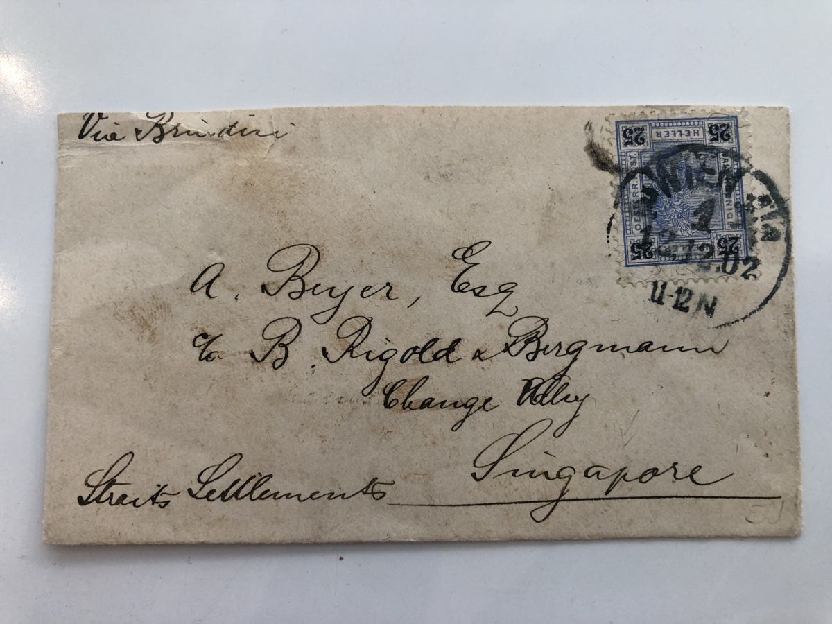 Tutti i francobolli: von WIEN nach SINGAPUR 1902 – Usato da Lufingen venduto da Rac0