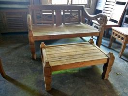 Set Bank mit Tisch Teakholz Gartenbank Outdoorsitzgruppe