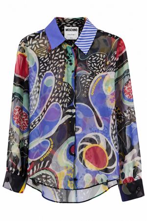 Moschino Couture Seidenbluse bunt Grösse 42 gut erhalten