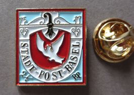 PIN, BASLER TAUBE, STADT POST BASEL 2 1/2 RP BRIEFMARKEN-PIN