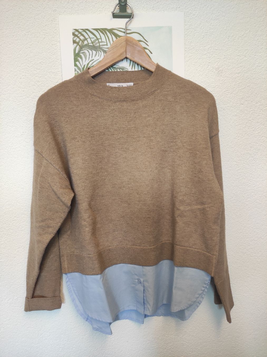 Mango Maglioni & Felpe: Pullover MNG Mango, beige mit Hemd-Einsatz Gr. XS  – Usato da Schliern b. Köniz venduto da Pecannut
