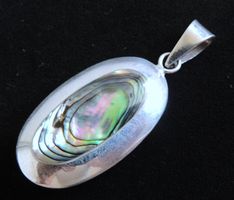 Abalone Shiva Eye Silber 925 Anhänger 40 mm