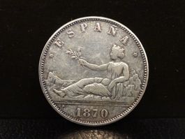 REPLIKA einer antiken Silbermünze  5 PESETAS 1870 ESPANA