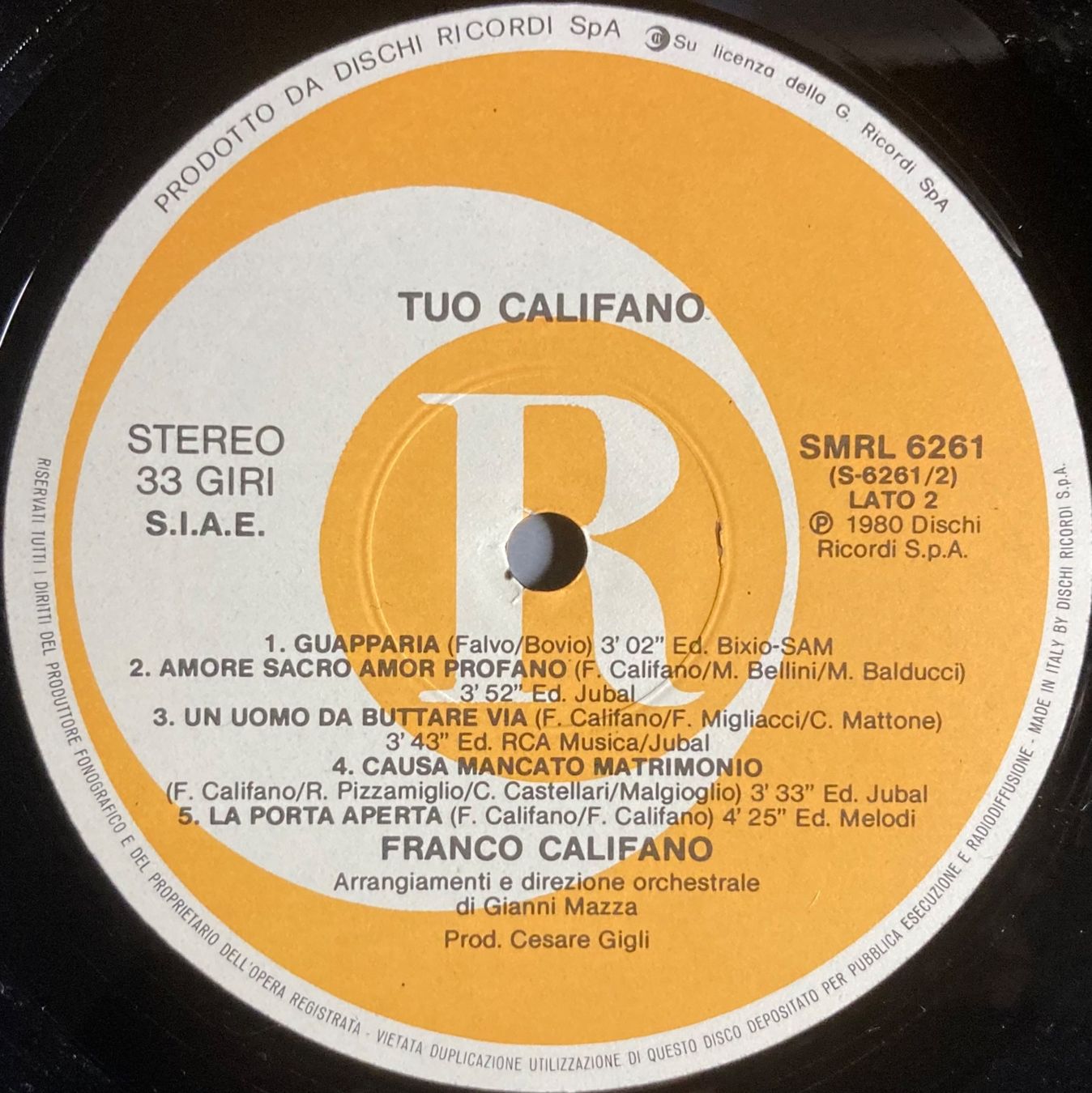 Dischi in vinile: FRANCO CALIFANO - TUO CALIFANO – Usato da Poliez-Pittet venduto da Newtown-Records 2