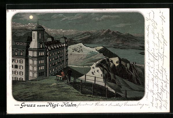 Cartoline postali: Lithographie Rigi-Kulm, Hotel, 1900 – Usato da Berlin venduto da bartko-reher