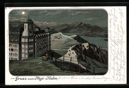 Lithographie Rigi-Kulm, Hotel, 1900