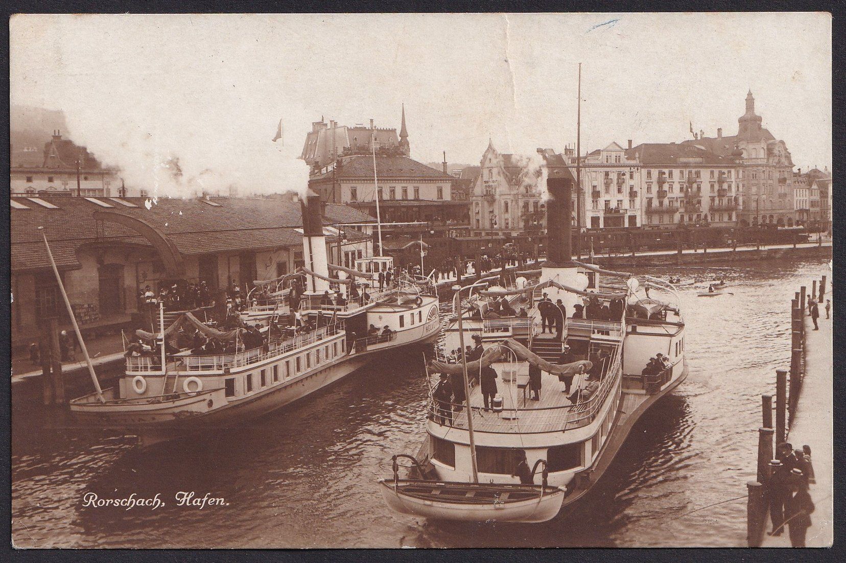 Cartes postales: Rorschach Hafen mit Dampfschiffen – D'occasion à Olten par clotaldi