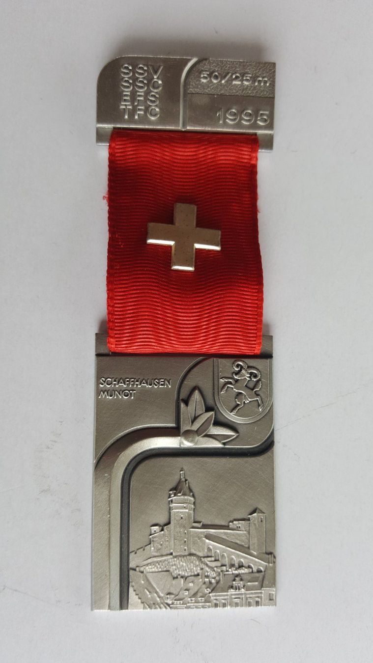 Medaglie: Kranzabzeichen Eidg. Feldschiessen 50/25 m, 1995 – Nuovo (secondo la descrizione) da Olten venduto da Trauminsel
