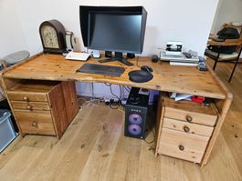 Schreibtisch Massivholz mit 2 Korpussen