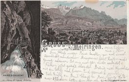 Meiringen -Litho-Karte gelaufen 1899-Bahnpoststempel