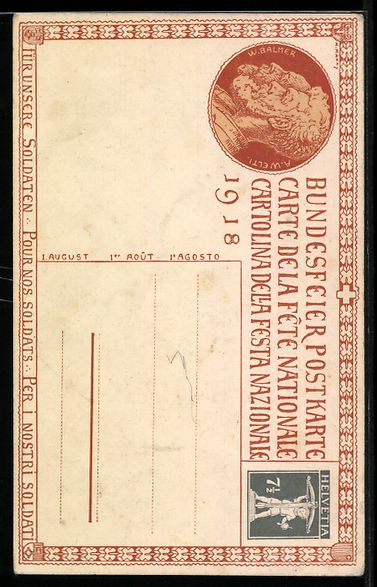 Cartoline postali: Schweizer Bundesfeier 1918, Volksversamm – Usato da Berlin venduto da bartko-reher 1
