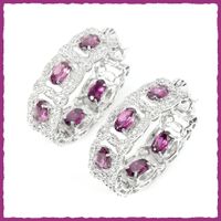 Rhodolite Garnet / Rhodolith/Granat Creolen Ohrringe 925 S