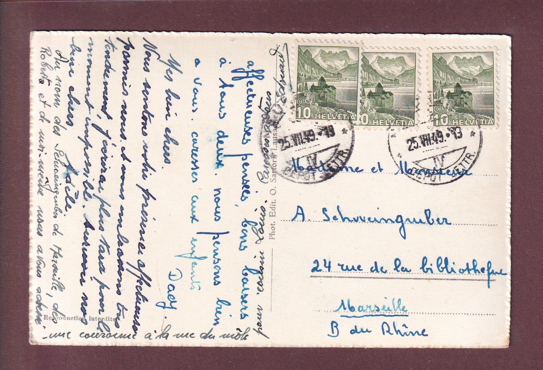 Ansichtskarten: NEUCHÂTEL - Quai Osterwald - 1949 – Gebraucht aus Pully von nicecards 1