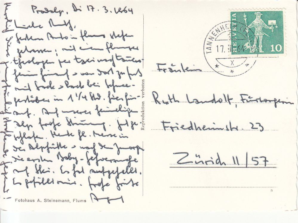 Cartoline postali: Flumserberg Prodkamm 1964 – Usato da Bürglen TG venduto da StampGraf 1