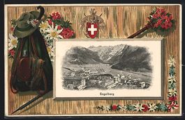 Engelberg, Totalansicht mit Gebirge, Wan