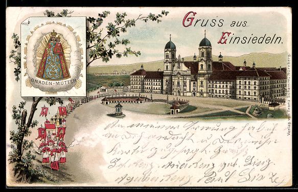 Ansichtskarten: Litho Einsiedeln, Gnaden-Mutter, Festzug – Gebraucht aus Berlin von bartko-reher