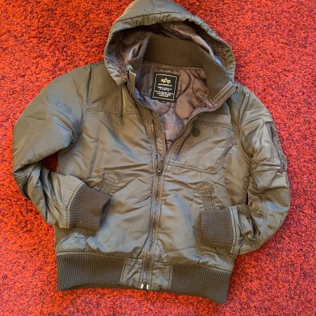 Alpha Industries Hooded Rib Jacket TA1170-001, Olivgrau, M/L