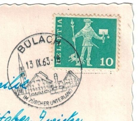 Cartoline postali: Bülach, Rathaus, Oldtimer, gelaufen 1963 – Usato da Frauenfeld venduto da POML 2