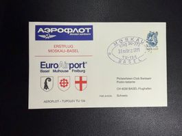 Aeroflot Erstflugbrief Moskau-Basel 1991