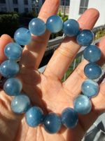 Aquamarin Armband,Hochwertiges 13 mm große Perlen