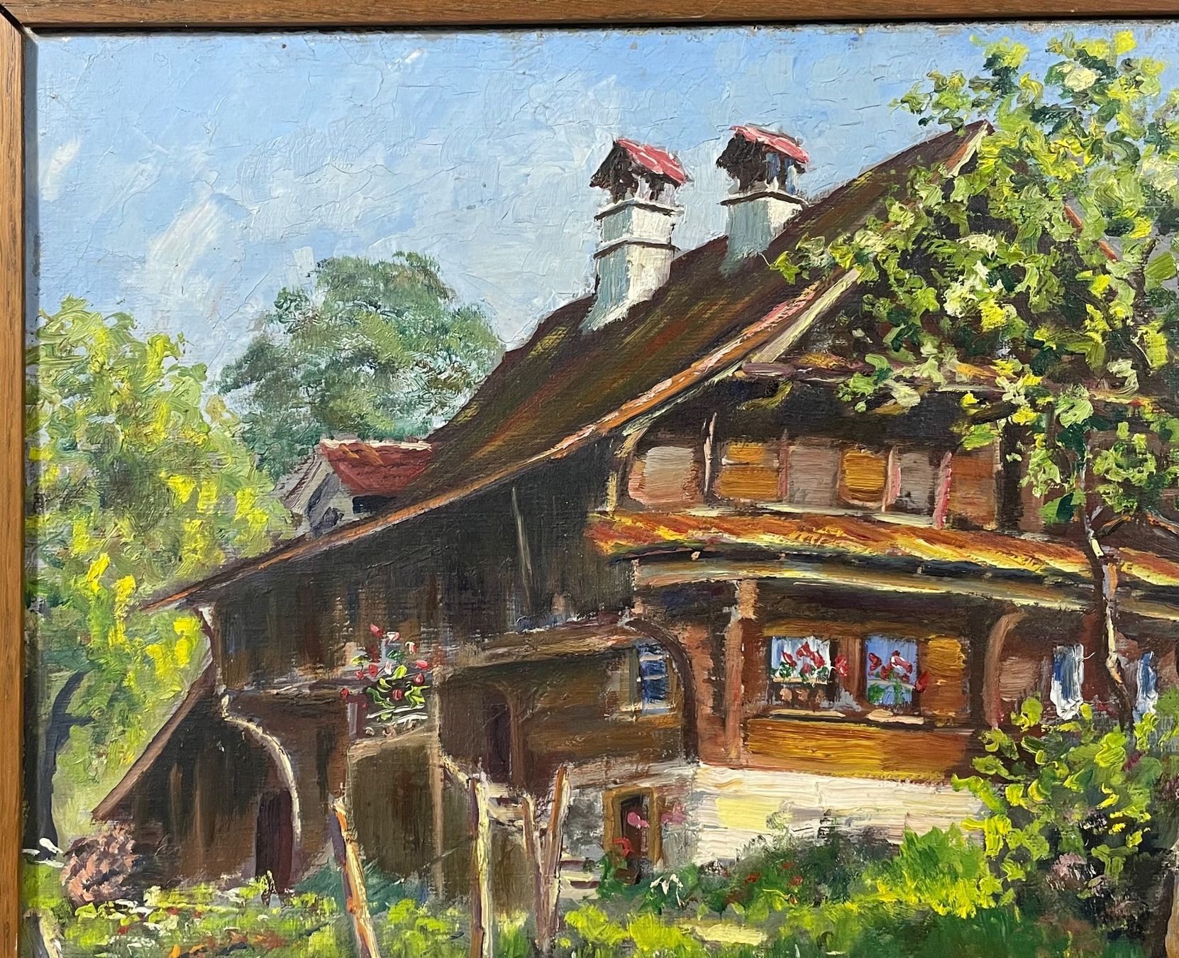 Gemälde: Bauernhaus Anblick mit Top Malerei Monogrammiert – Gebraucht aus Root von  2
