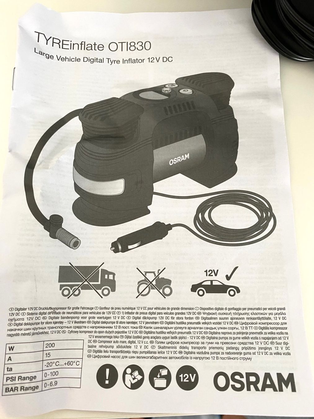 Stifte & Marker: Digitaler Luftfüller Osram TYREinflate OTI830 – Gebraucht aus Laupen ZH von spardonald007 1