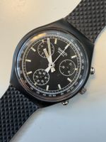 Chronograph Swatch Uhr schwarz Kunststoff gebrauchter Zustan