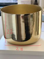 Messingfarbener Übertopf / Pflanzgefäss aus Metall Ø 28 cm