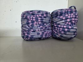 Textilgarn Karo Muster Lila/Pink, ideal für Strickprojekte