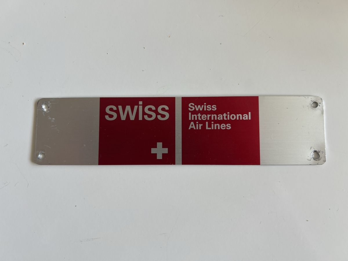 Swissair Insegne: Swiss Flugzeug trolley Schild – Usato da kloten venduto da Sgana