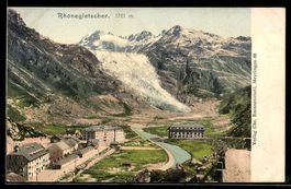 Rhonegletscher, Totale mit Hotelanlagen