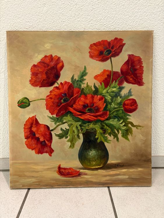 Gemalde Mohnblumen In Vase
