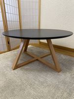 Runder Couchtisch Ø 80 cm  Holz & Anthrazit
