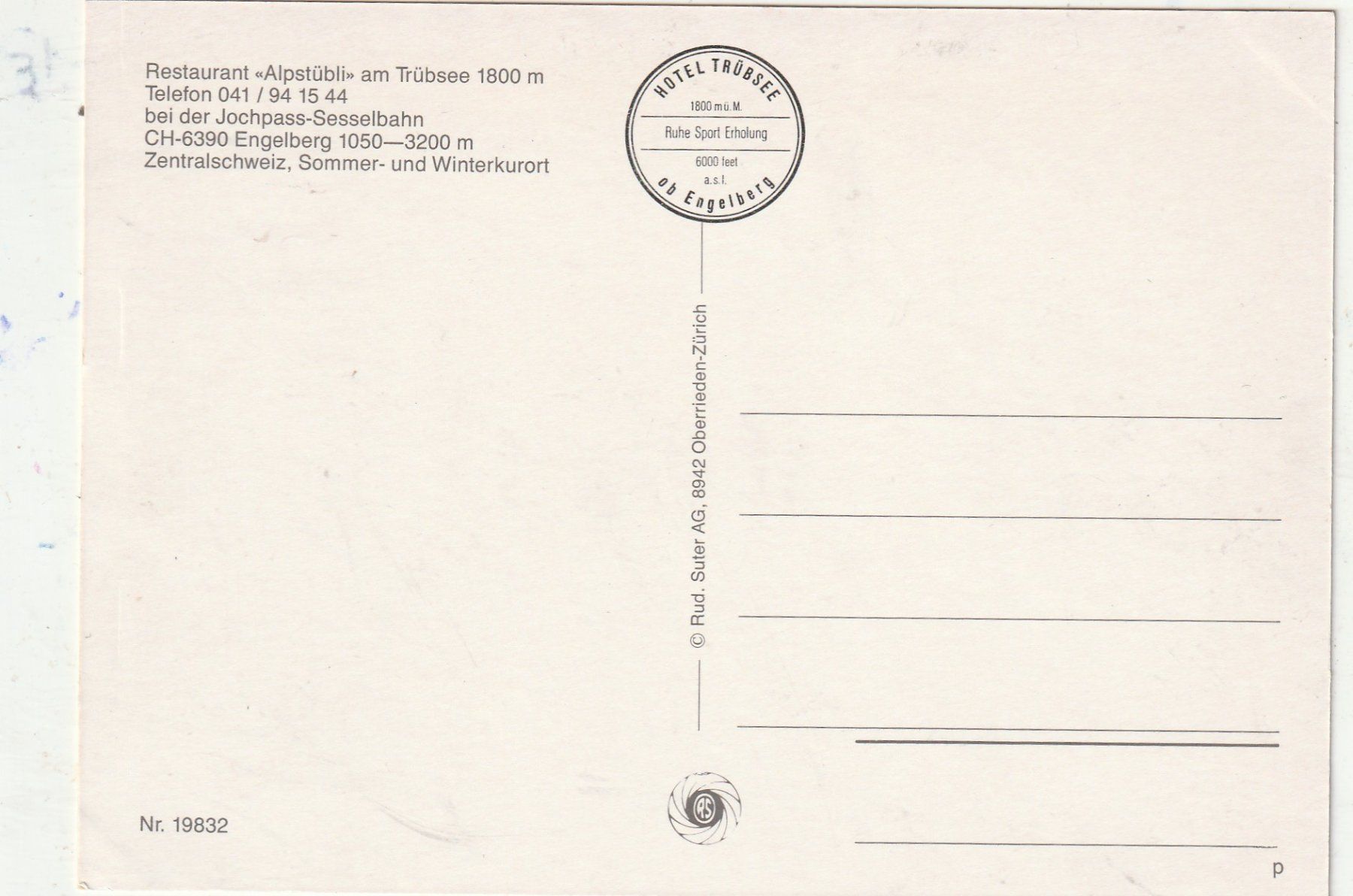 Cartoline postali: Engelberg Trüebsee – Usato da Lumbrein venduto da made02 1