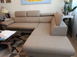 Canapé d'angle similicuir beige bon état 250cm x 160cm