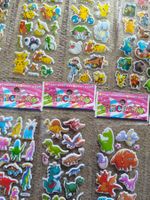 6x Bogen, Viele 3D Dinosaurier oder Pokémon Sticker