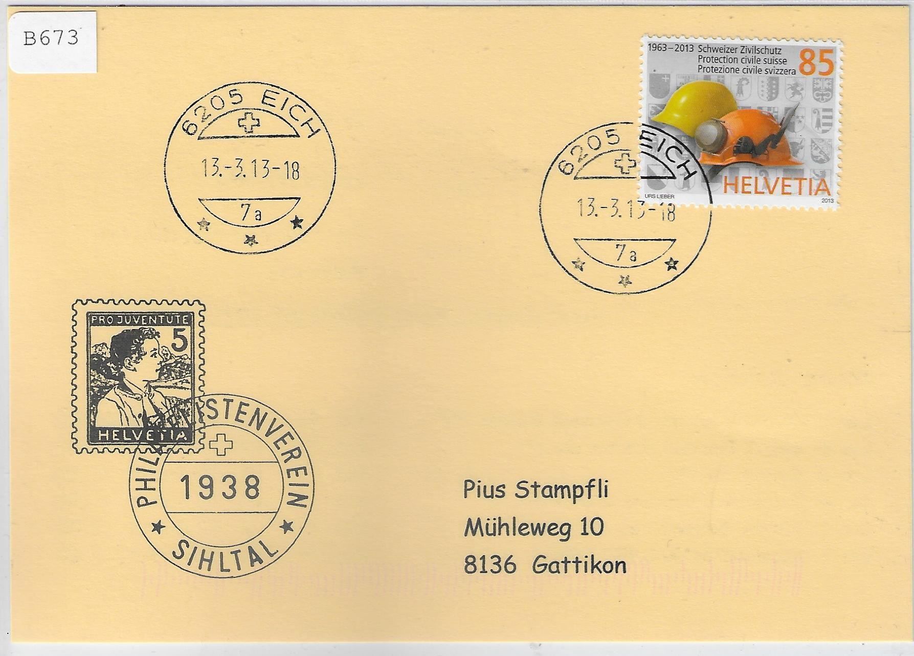 Alle Briefmarken: Tagesstempel 6205 Eich LU 13.3.2013 – Gebraucht aus Ettingen von Kartenplanet