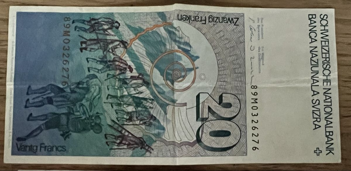 Banknoten: 100 Franken Note 20 Franken Note 10 Franken Note Schweiz  – Gebraucht aus Sevelen von Ritiplampi 5