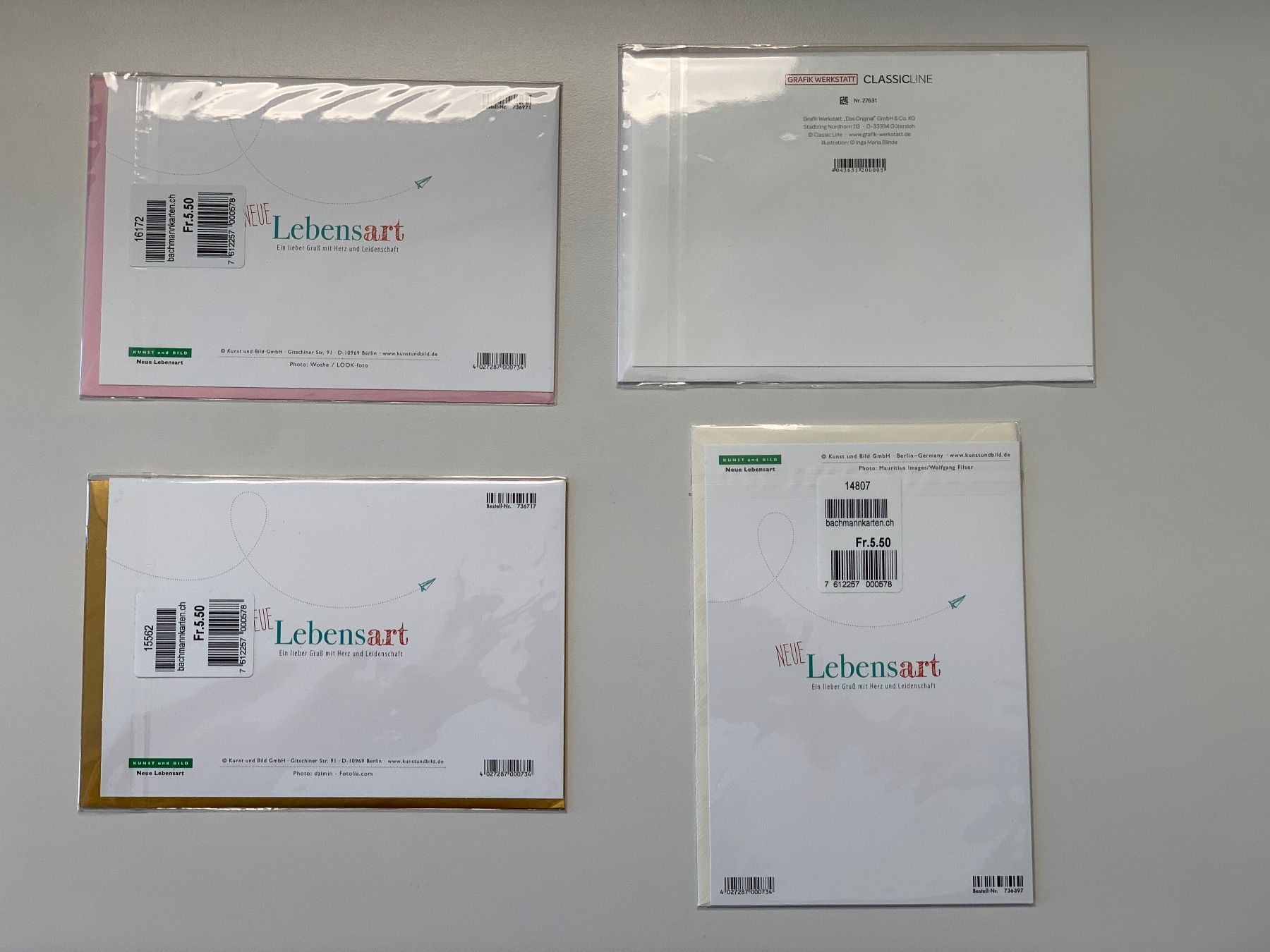 Cartoline: 4er-Set Geburtstagskarten / Grusskarten, neu – Nuovo e nell'imballaggio originale da Windisch venduto da rhu_wd8q 1