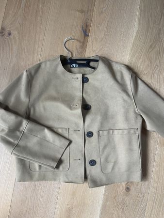 Beige Jacke in Wildlederoptik Size S
