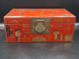Antike Rote Chinesische Erinnerung kiste 1920 Golddekor