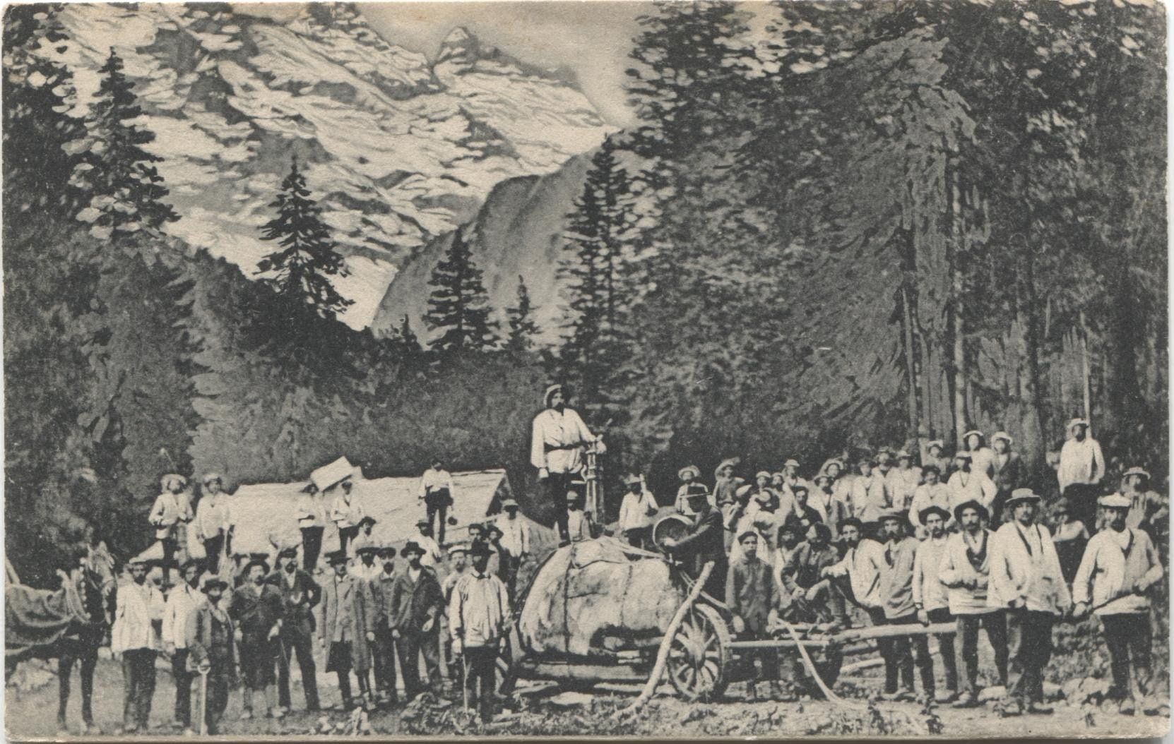 Cartoline postali: GRYON VD 1906 Transport du bloc erratique – Usato da Wil SG venduto da Clanx
