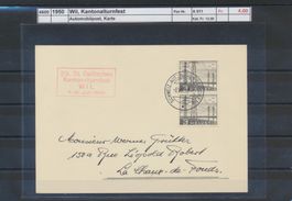 1950 Wil, "Kantonalturnfest" Automobilpost, Karte