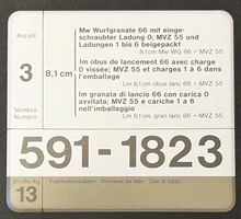 Plaquette munition 81 mm Minen werfer geschoss obus mortier