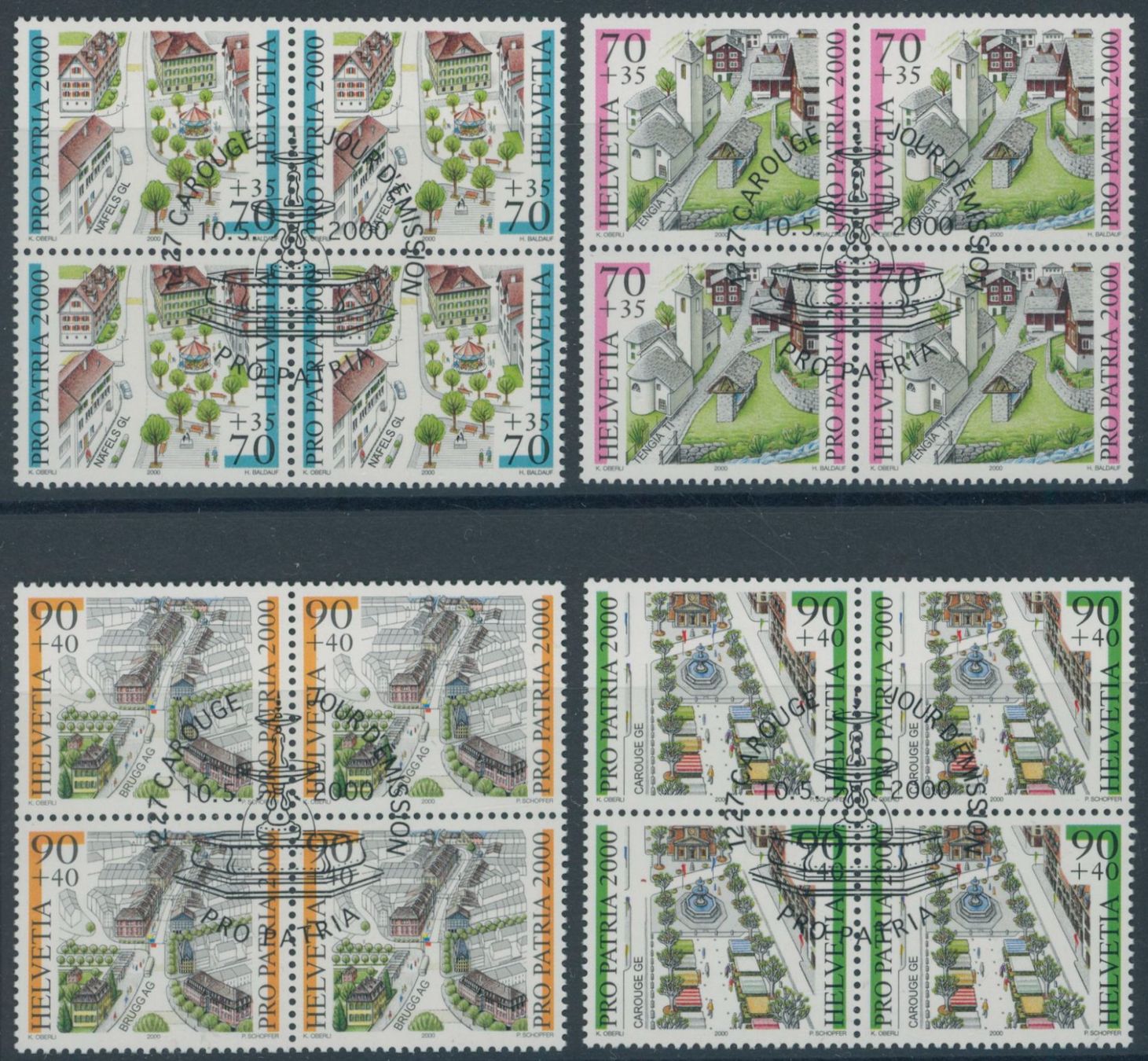 Tutti i francobolli: 2000 - Pro Patria - Viererblock - Ersttag Stempel ET – Usato da Schindellegi venduto da leecollect