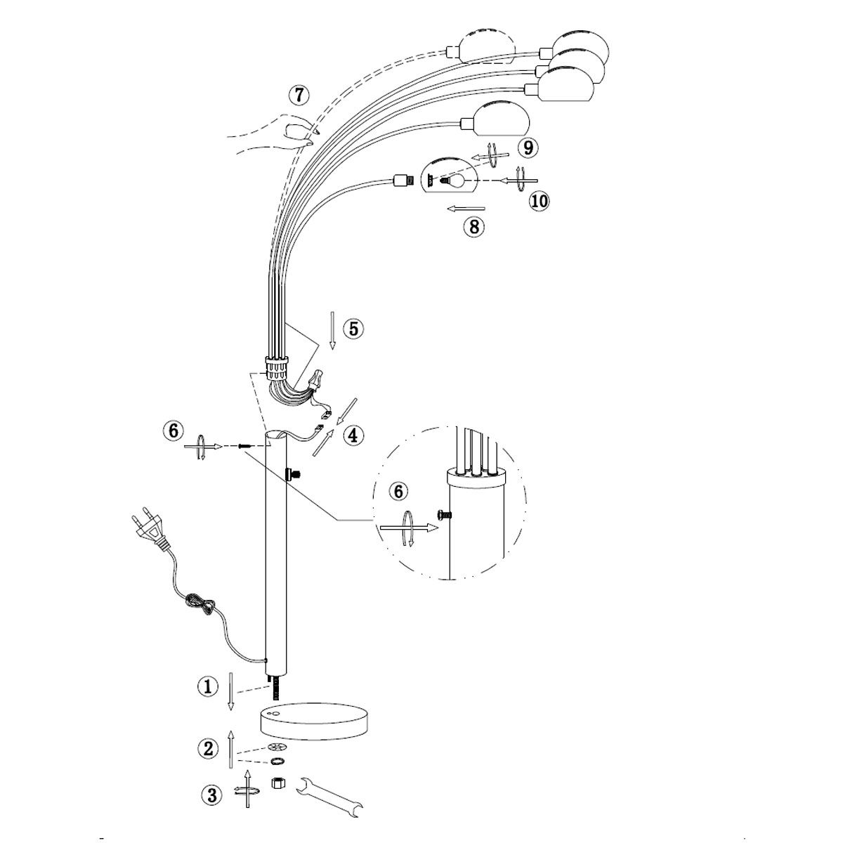 Lampade: Stehleuchte, Schalter, 200 cm Höhe – Nuovo (secondo la descrizione) da Kreuzlingen venduto da Smart-Light 1