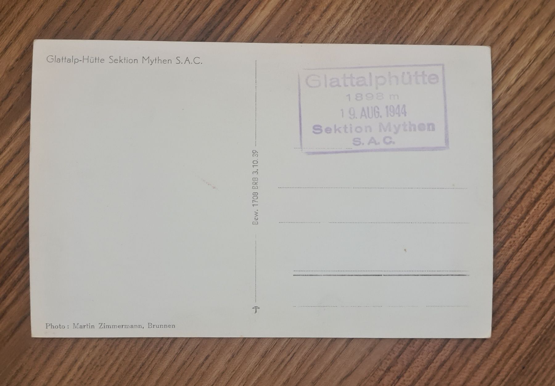 Ansichtskarten: Glattalphütte 1944 – Gebraucht aus Ebikon von Donar50 1