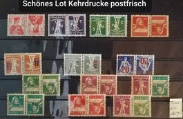 13 verschiedene Kehrdrucke sauber postfrisch Kt. 147.-