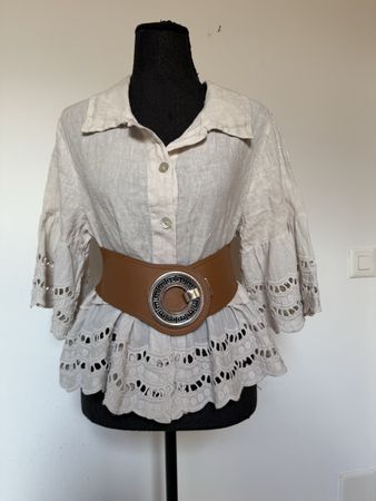 Boho Leinenbluse / Blusenjacke aus Leinen