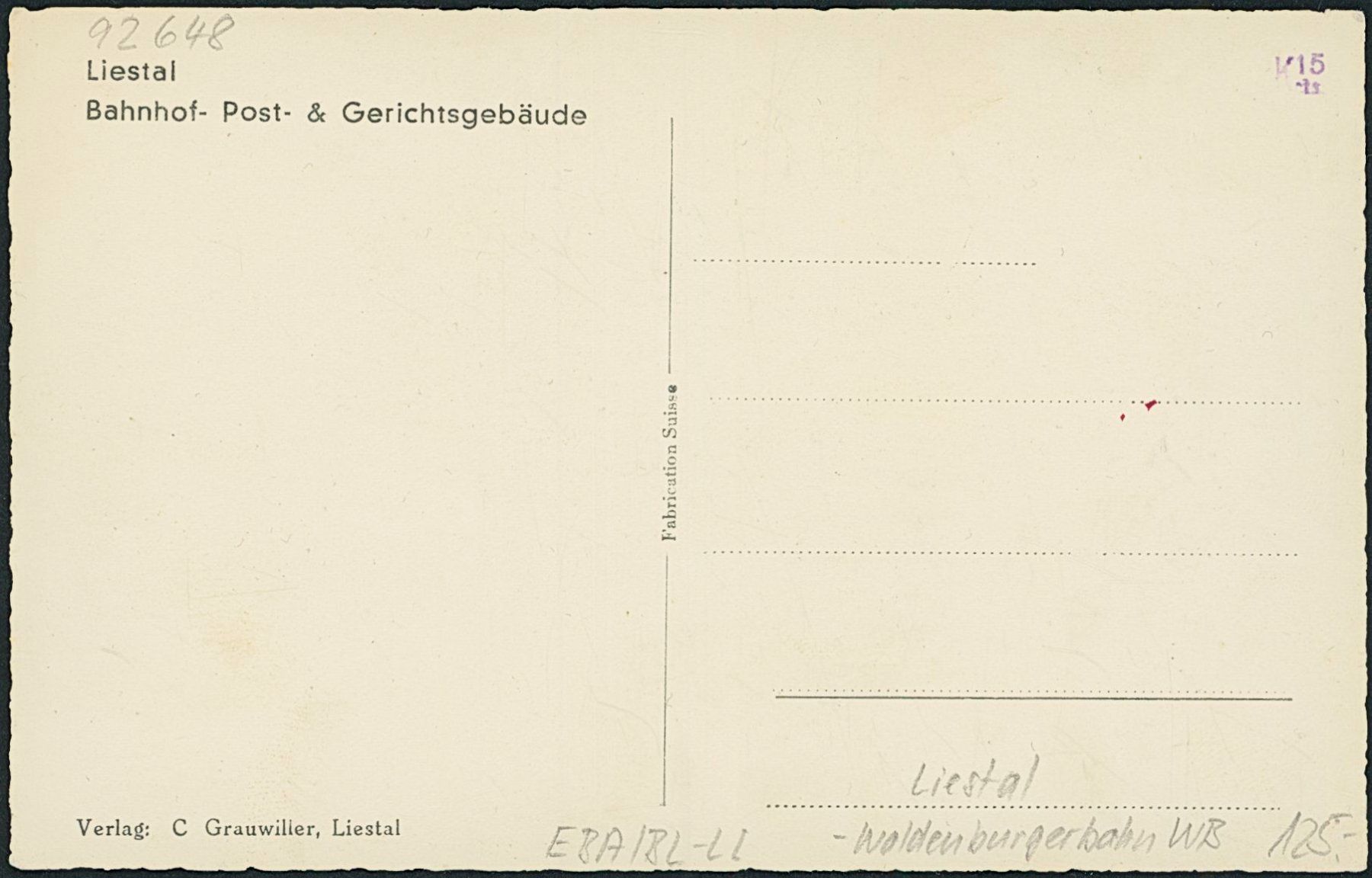 Cartoline postali: BL Liestal - Bahnhof - Bahn WB – Usato da Schindellegi venduto da masutka7 1